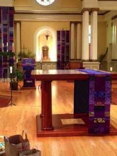 Purple Celebrate!
Triple banded altar parament